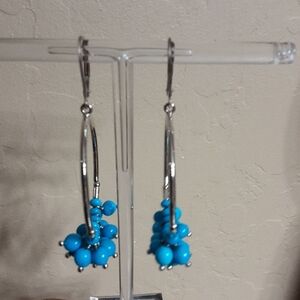 925 Genuine Sleeping Beauty Turquoise Drop Earrings.